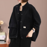 Naiste teksajakk L&uuml;hike avara pikkade varrukatega jope L