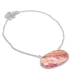 Rhodochrosite Ethnic 925 Sterling Silver Jewelry Necklace 18 s0e28