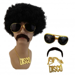 Hipi Cosplay fantaasia Afrojuuksed Parukad Prillid Kaelakee 70S 80S Disco Peo Varjatud Kost&uuml;&uuml;m Aksessuaarid Meeste Fantaasia Rekvisiidid One Size