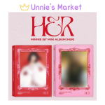 [ILMA POB-ita] MINNIE ((G)-SEISUKORD) [HER] 1. minialbum (Punane Ver. / Roosa versioon) NO POSTER_Random Ver.