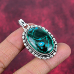 Malahhiit V&auml;&auml;riskivi Ehted, 925 Prooviga H&otilde;bedast Ehted Naistele, K&auml;sitsi Valmistatud Imeilusad Ehted, Uue Br&auml;ndi Disainer Ripats Armastusele 1.85 Inches roheline