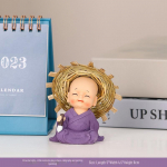 Zen Monk Resin Ornaments: Creative Chinese Home Decor for Porch or Bookcase Housewarming Gifts New Straw Hat Monk【Don't Say】