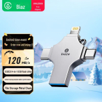 Biaz U6 4-in-1 USB-m&auml;lupulk: USB 3.0, Lightning, Type-C, Micro Apple'i ja Androidi seadmetele 64G black