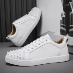 Meeste punase tallaga needitud vabaaja valged tossud - Trendikad mikrokiust nahast kingad Size 39