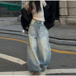 &Uuml;legabariidilised Laiad Kotid L&otilde;tvad teksap&uuml;ksid Naistele Vintage K&otilde;rge V&ouml;&ouml;koht T&otilde;mblukuga Taskud Pikad Denim P&uuml;ksid 2025 Kevad Suvi Uued Naiste Streetwear S sinine