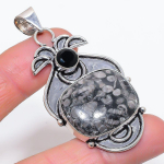 Natural Crinoid, Spinel Gemstone 925 Sterling Silver Jewelry Pendant 2.60 v0v65