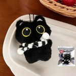 Armas musta kassi kriuksuv pl&uuml;&uuml;sist nuku v&otilde;tmehoidja, pehme t&auml;idisega kassipoegade nuku v&otilde;tmehoidja Armas koolikoti ripatsiga kaunistus paarile kingitused must