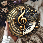 1 tk Elegantne Puidust Noodi ja Klaveriklahvide Disainiga P&auml;rg, 8x8 tolli &Uuml;mmargune Seinakaunistus, Esteetiline Kodu- ja Talumaja Dekoratsioon, Ideaalne Verandale ja