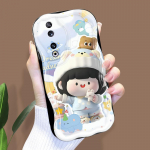 Armas koomiksimustriga kreemjas tekstuuriga korpus Lainelise servaga pehme silikoonkaanega telefoni&uuml;mbris Huawei Honor Infinix Tecno iPhone'i jaoks Honor 90 Lite 5G valge