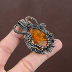 Baltic Amber Handmade Copper Wire Wrap Pendant 2.36 q0k71
