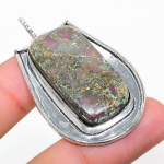 Ruby in Fuchsite Ethnic 925 Sterling Silver Jewelry Pendant 2.05 B9A09