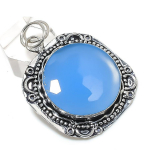 Blue Chalcedony Handmade 925 Sterling Silver Jewelry Pendant 2.17 z5h03