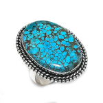 Tibetan Turquoise Handmade 925 Sterling Silver Jewelry Ring Size 9 e5p53