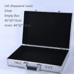 Kaasaskantav alumiiniumist kandekohver parooliga, ohutusvarustuse ja instrumentide hoiustamiseks, reisimiseks, k&auml;eshoitav t&ouml;&ouml;riistakast lukuga L45 Silver Password Empty box