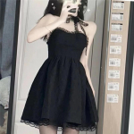 Prantsuse tippklassi mustade paeltega &otilde;lapaeltega kleit naistele suviseks, uus disain, v&ouml;&ouml;kohta r&otilde;hutav ja salendav peo&otilde;htukleit S