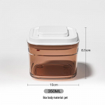 Transparent Square Push-Type Sealable Storage Jar for Kitchen Grains, Candy, or Fruit Powder