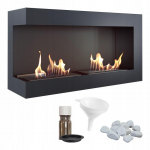 Wall mounted Bioethanol fireplace DELTA 900 T&Uuml;V left-sided with decorative stones set