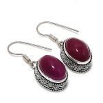 Ruby(Simulated) Gemstone 925 Sterling Silver Jewelry Earring 1.38 r8z02