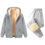 Naiste Mood &Uuml;hev&auml;rviline Ja Talvine Polsterdatud Ja Paksenenud Lukuga Kapuutsiga Dressipluus Jakk Sweatpants Vabaaja Kaheosaline Komplekt XXXL