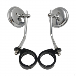 , Retro Clip on 38-41mm Fork Mount Side Mirror Motorcycle for Accessories Replacement Black