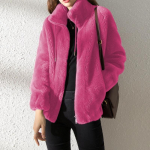 Winter Women Plus fliisist paksendatud kahepoolne fliisist krae, soe kapuuts kardigan t&otilde;mblukuga fliisjakk XXXL roosa punane v&auml;rv