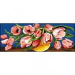Canevas antique D&eacute;bordement de tulipes 25x60cm