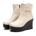 GKTINOO K&auml;sit&ouml;&ouml;saapad Naistele Ehtne Nahk Pahkluusaapad Vintage Platvormiga Naiste Kingad &Uuml;mara Ninaga Kiiludega Saapad 35 beež