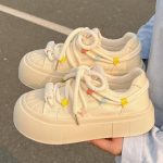 Platvorm valged kingad naistele uus illustratsioon &uuml;mmargune peaga &otilde;pilase paks alumine k&otilde;rgendatud vabaajajalatsid 40