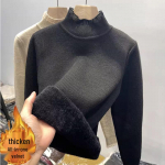 Naiste fliisvoodriga pits&auml;&auml;rega k&otilde;rge kaelusega kampsun - S&uuml;gis/Talv 2025 Moodne aluskiht M