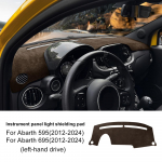 Auto armatuurlauda kaitsva mati komplekt Abarth 595 695 2012-2025 jaoks Fiat 500 2012-2019 jaoks Suvine flanell LHD RHD Armatuurlaud P&auml;ikesekaitse Vaip Flannel&For Left Hand Drive pruun