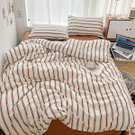 Korea Minimalistlik Triibuline Puuvillane Voodipesukomplekt: Tekk ja pingulduslinad 1,8 voodile 1.5m Bedspread 4-piece Set (150x200 Duvet Cover) gray