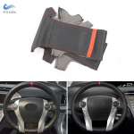 For Toyota Prius 30 XW30 2009 2010 2011 - 2015 Prius C US 2012- 2017 Car Steering Wheel Leather Cover Decor Black with red