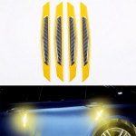 4x Yellow Reflective Carbon Fiber Car Door Edge Protector anti-collision Sticker