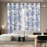 2 paneeli pimendavad Toile kardinat voodituppa, 84 tolli pikkusega kardinad Toile de Jouy Prantsuse maaelu tr&uuml;kiga rippkardinad elutuppa 150x166cm&Grommet Top