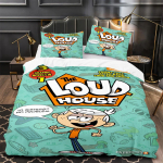 Multikas Loud House 3D Prinditud Tekikott Padjap&uuml;&uuml;r Voodipesu Komplekt &Uuml;he- (Twin) Kahekohaline (Full) Suur (Queen) Kuninglik (King) Suurused Magamistoa Kaunistuseks EU Single(135*200cm)3pcs