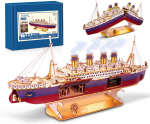 Titanic Puidust Ehitusklotsid LED Versioon Mudeli Kokkupanekukomplekt Kodu Laua Kaunistamiseks Kingitused Paaridele Naistele Lastele 12+ With box