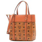 MCM Monogrammiga Tr&uuml;kitud Uue Versiooni T&otilde;mblukuga Kandekott L&otilde;uend Vasikanahast &Auml;&auml;ristusega Naiste Kandekott Pruun Konjak MWPDSTA01CO001 Basic Set (Bag+Dust Bag)
