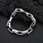 Meeste kaelakee Roostevabast terasest Kuuba k&auml;ev&otilde;ru Ruudukujuline 9mm K&otilde;rgl&auml;ikega Denim Punk Ehted Vedruga pandlaga Bracelet7inch17.78cm black