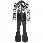 Meeste S&auml;rav Disco Jumpsuit Laiade Varrukatega Allak&auml;ivakrae Tr&uuml;kitud Bodysuit Metallik Kellap&uuml;ksidega Bodysuit Halloweeni Kost&uuml;&uuml;m S