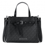 Michael Kors MK Emilia Logotr&uuml;kiga Kaetud L&otilde;uend Crossbody T&otilde;mblukuga K&auml;ekott V&auml;ike Naiste K&auml;ekotid Must 30F5SU5S1V-BLACK Basic Set (Bag)