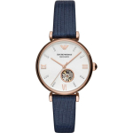 Emporio Armani Gianni T-Bar H&otilde;be Sinine Nahast Naiste Mehaaniline Automaatne Kell AR60020 h&otilde;be