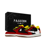Jordan x Travis Scott Air Jordan 1 Leading The Way Box Slip Resistant Low top Vintage Basketball Shoes Women's DZ4137-700(Team2042- ) 35.5