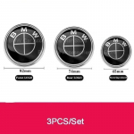 BMW F30 F32 F34 F20 F10 F15 F16 E39 E46 E60 E90 jaoks 3 tk Must 82 mm Esiosa/74 mm Tagumine 45 mm Rooliratta Kapoti Pagasiruumi Embleemi Logo