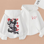 Anime Chainsaw Man Reze Graafiline T&otilde;mblukuga Huppar Meestele Naistele Moodne Vabaaja &Uuml;le suurusega T&otilde;mblukuga Jakk Meeste Retro Hupparid Streetwear 3XL valge