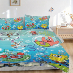 SpongeBob SquarePants Mullid Voodipesukomplekt - 3-osaline Tekikate Kingitus Magamistoa jaoks, Ei sisalda t&auml;idistB116 135x200cm