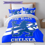 Chelsea FC jalgpallimustriga voodipesu komplekt Tekikott Padjap&uuml;&uuml;r Kodu kaunistus S&uuml;nnip&auml;evakingitus (1 * tekikott + 2 * padjap&uuml;&uuml;ri, ilma s&uuml;damikuta) 135x200cm blue