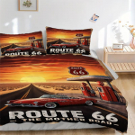 3 tk Route 66 Voodipesukomplekt: T&auml;iuslik magamistoa v&otilde;i k&uuml;lalistetoa jaoks. Pehme ja mugav, ilma s&uuml;damikuta yy251009155 135x200cm