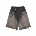 Meeste Burr Edge Design laia jalaga mustad hallid teksap&uuml;ksid unisex stiilis Capris suvine naiste k&otilde;rge v&ouml;&ouml;kohaga lahtised p&otilde;lvepikkused teksad M