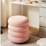 Kreemjas kodune taburet T&uuml;drukute meigipink Magamistoa tualettlaud Pehme lambavilla pufi Minimaalistlik &uuml;mmargune manik&uuml;&uuml;ripall beige