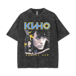 Pestud Vintage s Vene Rock Viktor Tsoi Kino Graafilised T-s&auml;rgid Meeste Klassikaline T-s&auml;rk Mehed Naised Trendikas &Uuml;le suuruse L&uuml;hikese varrukaga M gray